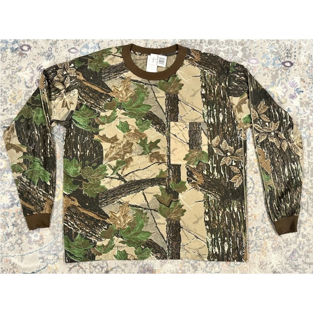 Vintage Walls Real Tree Camo Long Sleeve Pocket T-shirt XL New Old Stock Single